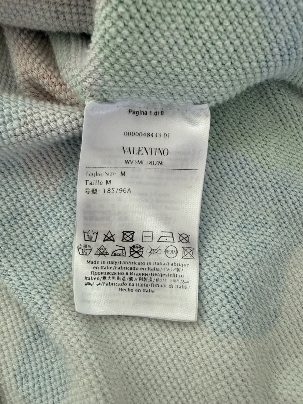Valentino White Hooded Sweater with Red Logo and Multi-Color Camouflage